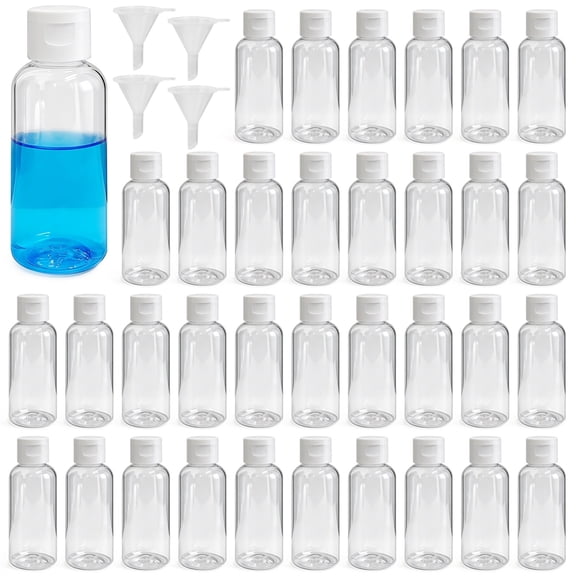 60PCS Clear Plastic Empty Bottles, 2oz/60ml Dispenser Bottles with Flip Cap, Refillable Liquid Dispensers, Travel-size Containers for Lotion, Shampoo, Conditioner, Body Wash