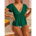 thumbnail image 5 of Charmo Womens V Neck Tankini Swimsuit Ruffled Shoulder Floral Two Piece Swimsuits, 5 of 6