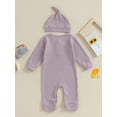 thumbnail image 4 of Bagilaanoe Newborn Baby Girl Boys Fall Jumpsuit Long Sleeve Bodysuit + Hat 3M 6M 9M 12M 18M 24M Infant Fall One Piece Romper, 4 of 9