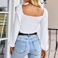 thumbnail image 4 of Camisa corta de manga larga, blusa corta de corte bajo para mujer, blusa linda de manga larga para mujer, blusa de primavera y otoño, tecnología innovadora, 4 of 6