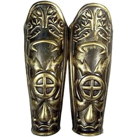 - Roman Leg Armor Pair 2 Pieces Gold Greek Plastic Armour Shield Knight Accessory