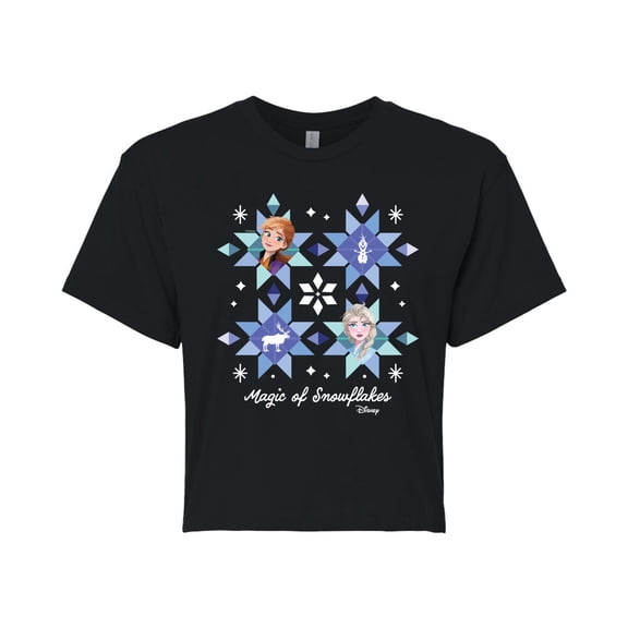 Disney Frozen 2 - Magic Of Snowflake - Juniors Cropped Cotton Blend T-Shirt