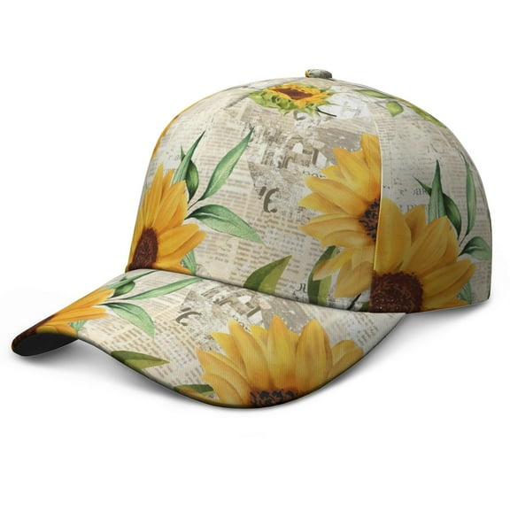 Watercolor Sunflower Artwork Baseball Cap - Minimalist Adjustable Hat for Men and Women