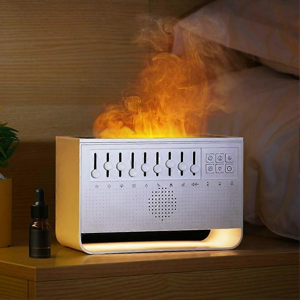 Bluetooth White Noise Machine Flame Aroma Diffuser, 8 DIY Soothing Sounds, Large Mist Humidifier for Sleep Meditation Yoga & Office