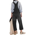 thumbnail image 4 of Women's Casual Loose Denim Work Pants Bib Adjustable Shoulder Strap Wide Leg Capri Denim Jumpsuit, 4 of 5