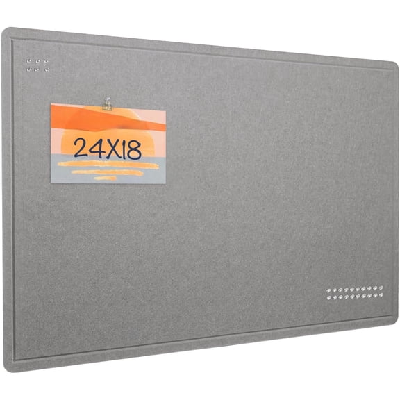 Bulletin Board, 24 x 18 inches Felt Board Decorative Pin Board, Cork Board Alternative for Wall, Foldable Photo Board Self-Adhesive Vision Board Mood Board with 20 Pushpins - Gray