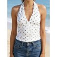 thumbnail image 4 of LMLYSoH Cute Halter Tops for Women Summer Dot Print V-Neck Going out Tank Tops Backless Shirts for Streetwear, 4 of 9