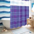 thumbnail image 6 of No Hook Shower Curtain, Buffalo Plaid Shower Curtains for Bathroom with See Through Top Window, Purple Blue Farmhouse Gingham Striped Waterproof & Washable Bath Curtain Extra Long 72"x84", 6 of 9