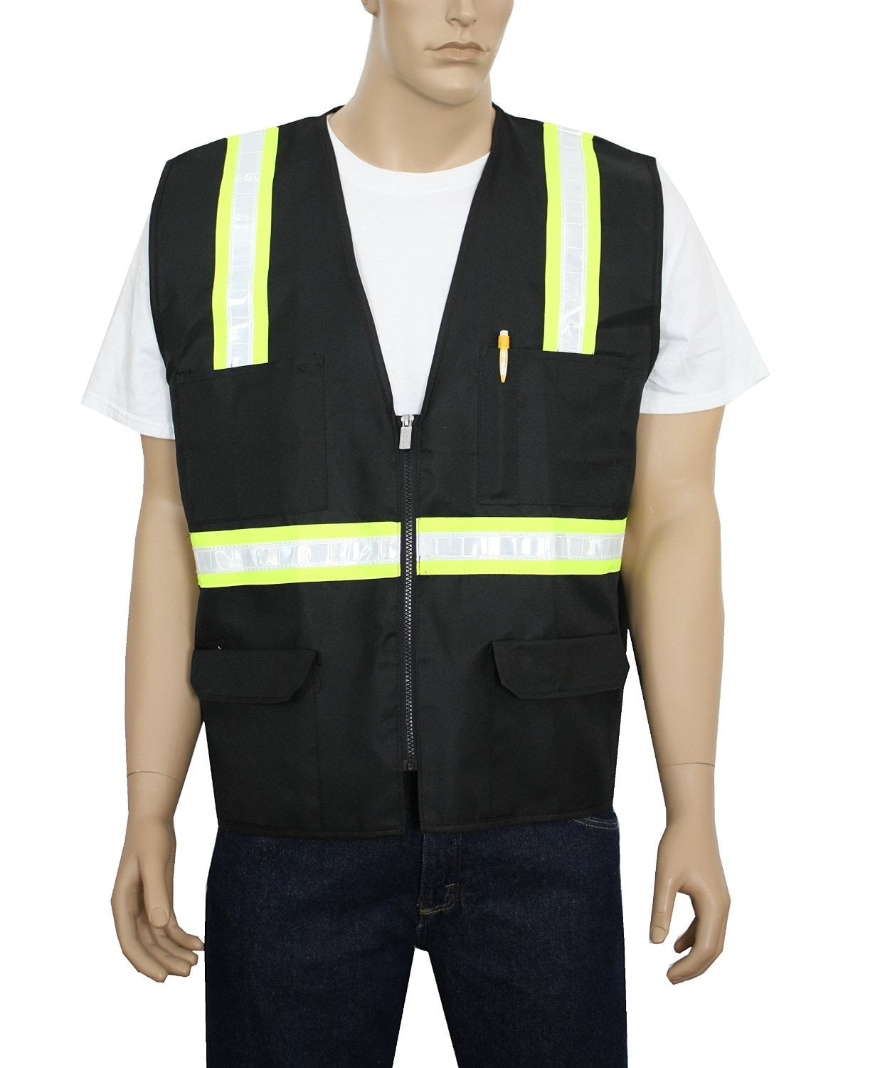 Safety Depot Black Reflective Safety Vest with Pockets 8038BK4XL