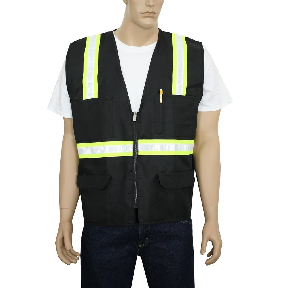 Safety Depot Black Reflective Safety Vest with Pockets 8038BK4XL