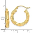 thumbnail image 4 of 14k Yellow Gold Polished & Diamond Cut Twist Hoop Earrings - 21.4mm, 4 of 6