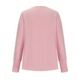 thumbnail image 3 of Oalirro Pink V Neck Long Sleeve Tops for Woman Summer Women's Fashion Casual V-neck Long Sleeve Button Hollow-out Solid Color Blouse, 3 of 5
