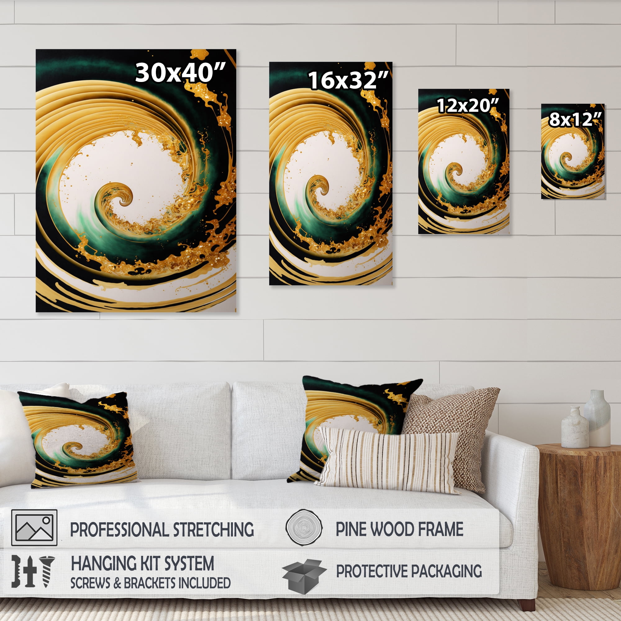 Designart Bold Gold Half Circle Canvas Wall Art