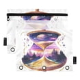 thumbnail image 2 of Ckdifva Hourglass Planet Pencil Pouch 3 Ring Zipper Pencil Case Binder Pockets Clear Top Cosmetic Bag 2 Pack, 2 of 6