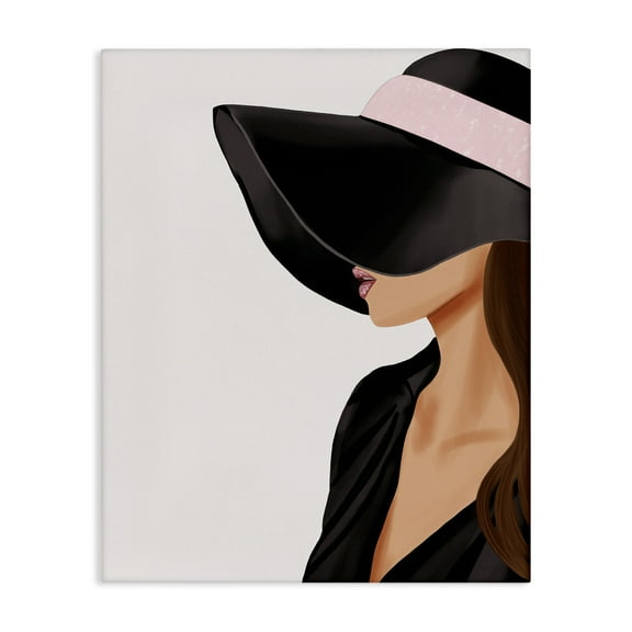 Stupell Industries Shaded Woman Large Hat People Painting Wrapped Canvas Art Print Wall Art, 16 x 20