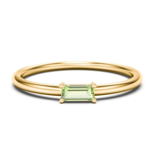 East-West Stackable Baguette Birthstone Ring - Peridot (August)