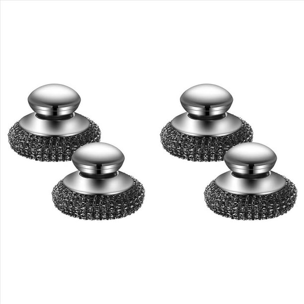 Paquete de 4 Estropajos de Acero, Cepillo para Platos de Acero Inoxidable con para Limpiar Platos, Hierro Fundido, Ollas y Sartenes