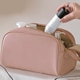 thumbnail image 4 of Bolsa de cosméticos Bolsa de maquillaje de gran capacidad Bolsa de aseo de viaje portátil con doble cremallera Rosa, 4 of 10