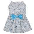 thumbnail image 2 of Flmtop Été Chiens Chiot Robe Floral Imprimé Arc Jupe Animal de Compagnie Doux Tenue Partie Vêtements Bleu, 2 of 9