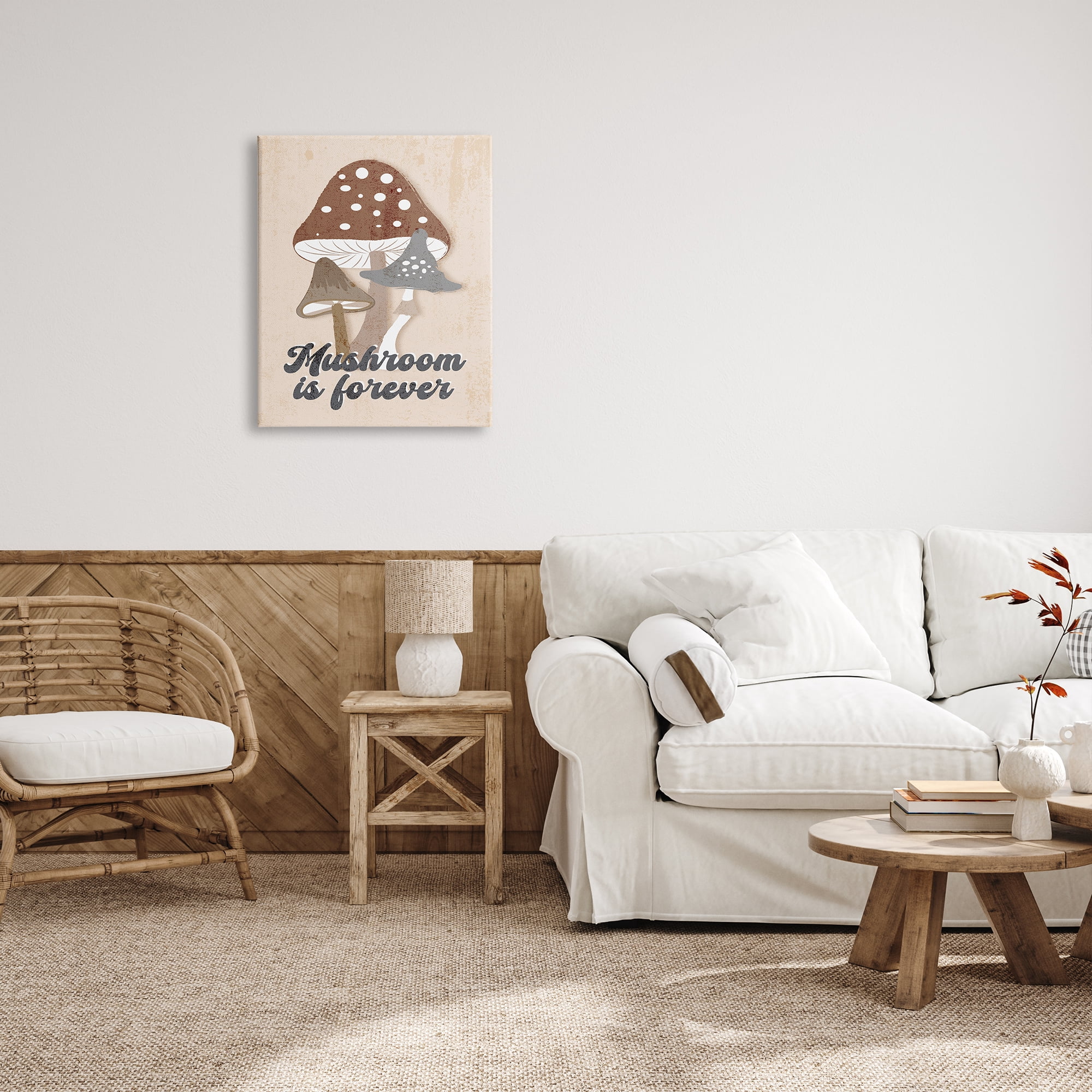 Stupell Industries Retro Mushroom is Forever Botanical & Floral Painting Gallery Wrapped Canvas Art Print Wall Art, 24 x 30