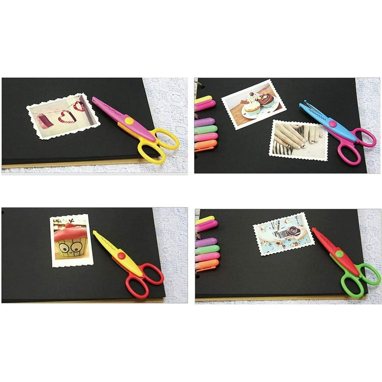 6pcs Plastic Kids Design Safety Art Scissors, Creative Crafts Scissors,  Paper Scrapbooking Decorative Wave Lace Edge Cutters Set