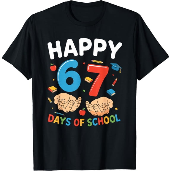 Happy 67 Days of School Six Seven Meme Boy Girl Teacher Kids T-Shirt
