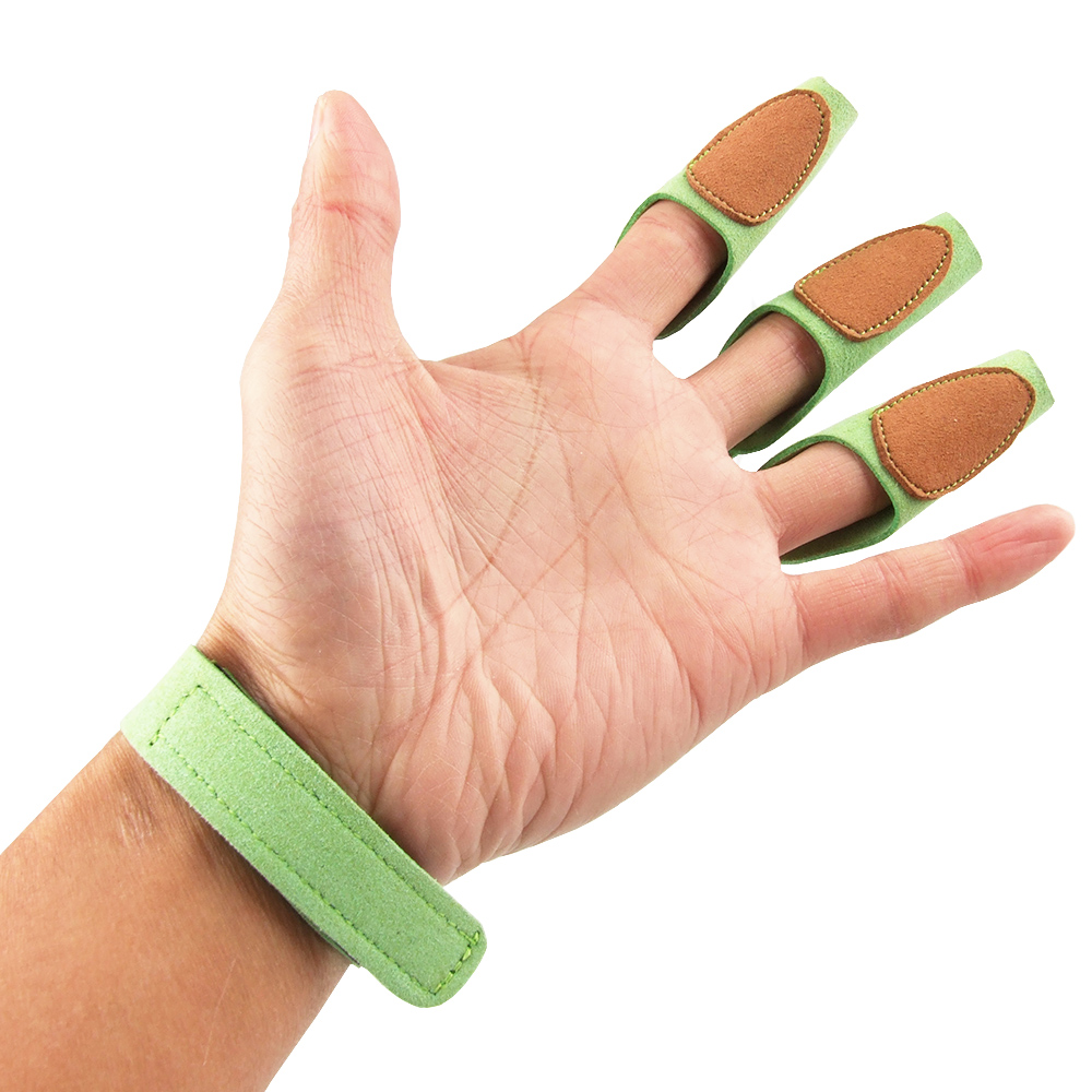 Brown Shooting 3 Finger Protector Glove Guard For Archery Hunting Pull