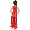 thumbnail image 4 of MSemis Kids Girls Metallic Bell-Bottom Jumpsuit for Ballet, 4 of 5