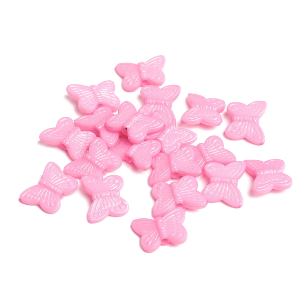 Opaque Acrylic Beads Butterfly Pearl Pink 11x14x4mm Hole: 2mm about 1920pcs/50g