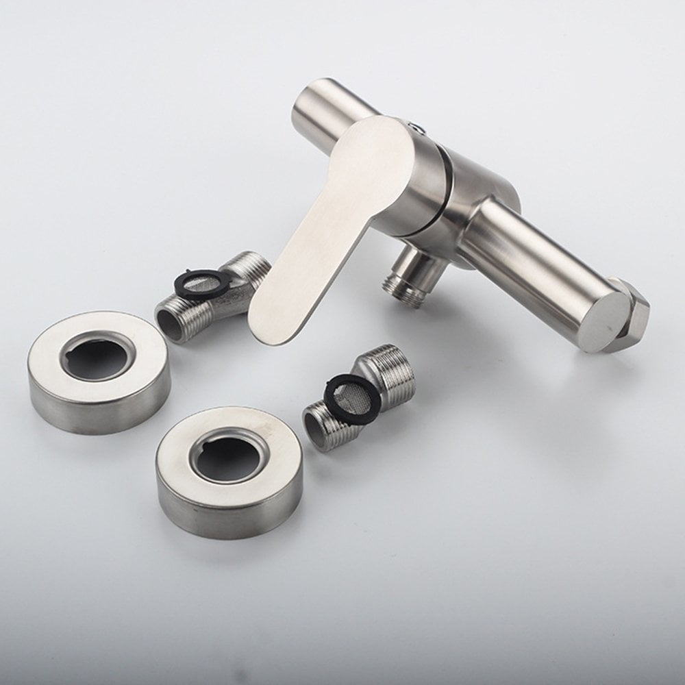 Stainless Steel Wall Mounted Shower Mixer Faucet Manual Control Plumbing Valve Switch Bathroom Tap for Cold and Hot Water