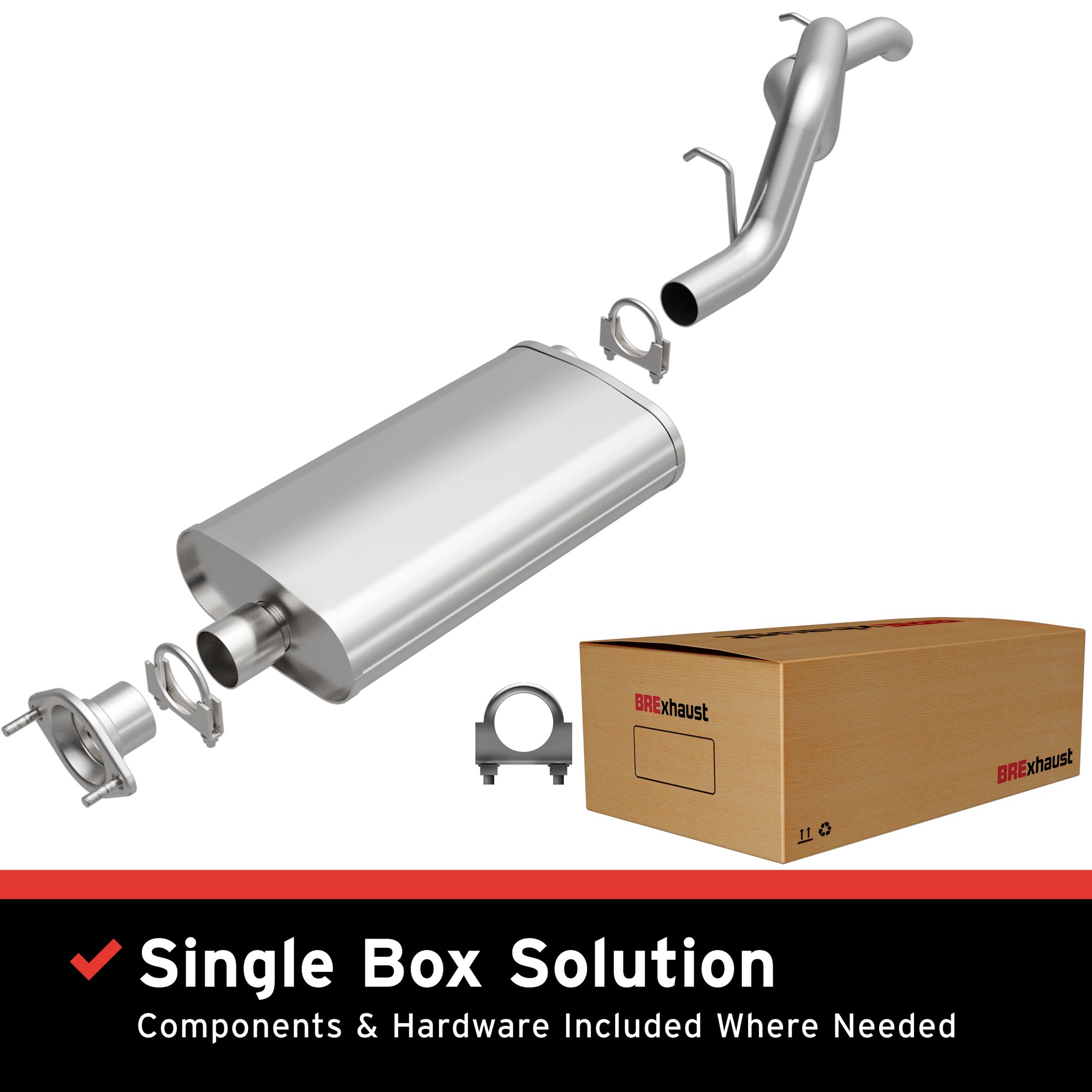 BRExhaust OE Replacement Exhaust System Kit 106-0002: Compatible with 2003-2006 Jeep Wrangler 2.4L, 1997-2002 Jeep Wrangler 2.5L, 1997-2006 Jeep Wrangler 4.0L