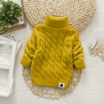 thumbnail image 6 of qolati Girls Christmas Sweaters Kids Turtleneck Mock Neck Long Sleeve Pullover Sweater Cable Knit Fall Winter Jumper Tops Yellow 8 Years, 6 of 7