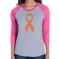 thumbnail image 1 of LA Pop Art Women's Raglan Baseball Word Art T-shirt - Ms Ribbon, 1 of 2