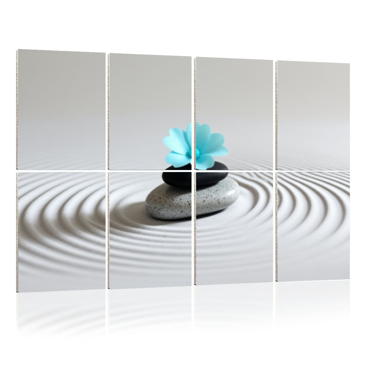 8 Pack Art Acoustic Panels Sound Absorbing Gray Zen Teal Floral Black White Zen Stone Sand Pebble Flower Decorative Soundproof Wall Panels Self Adhesive for Nursery Game Room Bedroom 48 x32