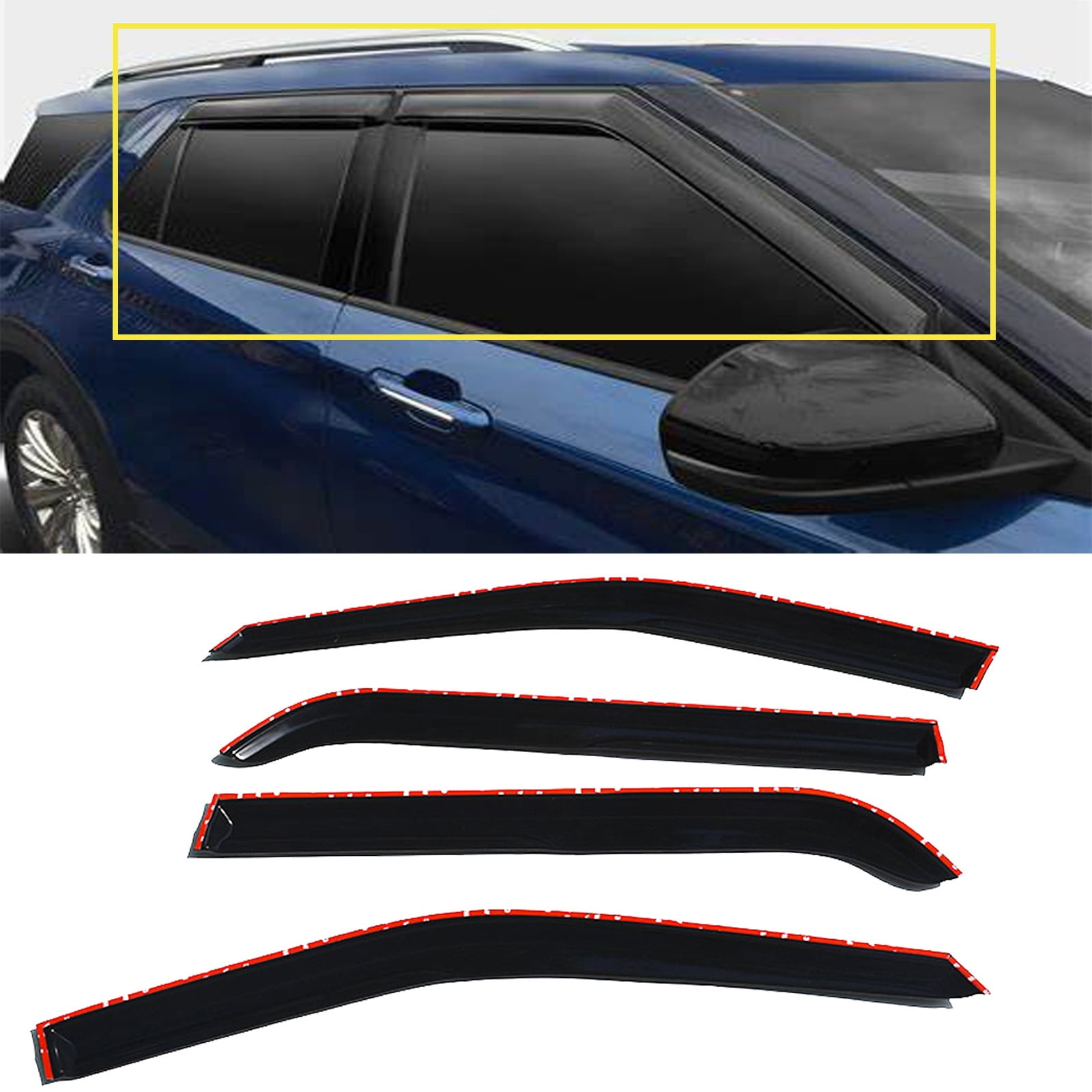 Genrics 4 Pieces Smoke Sun Wind Rain Guard Vent Shade Reflector Window ...