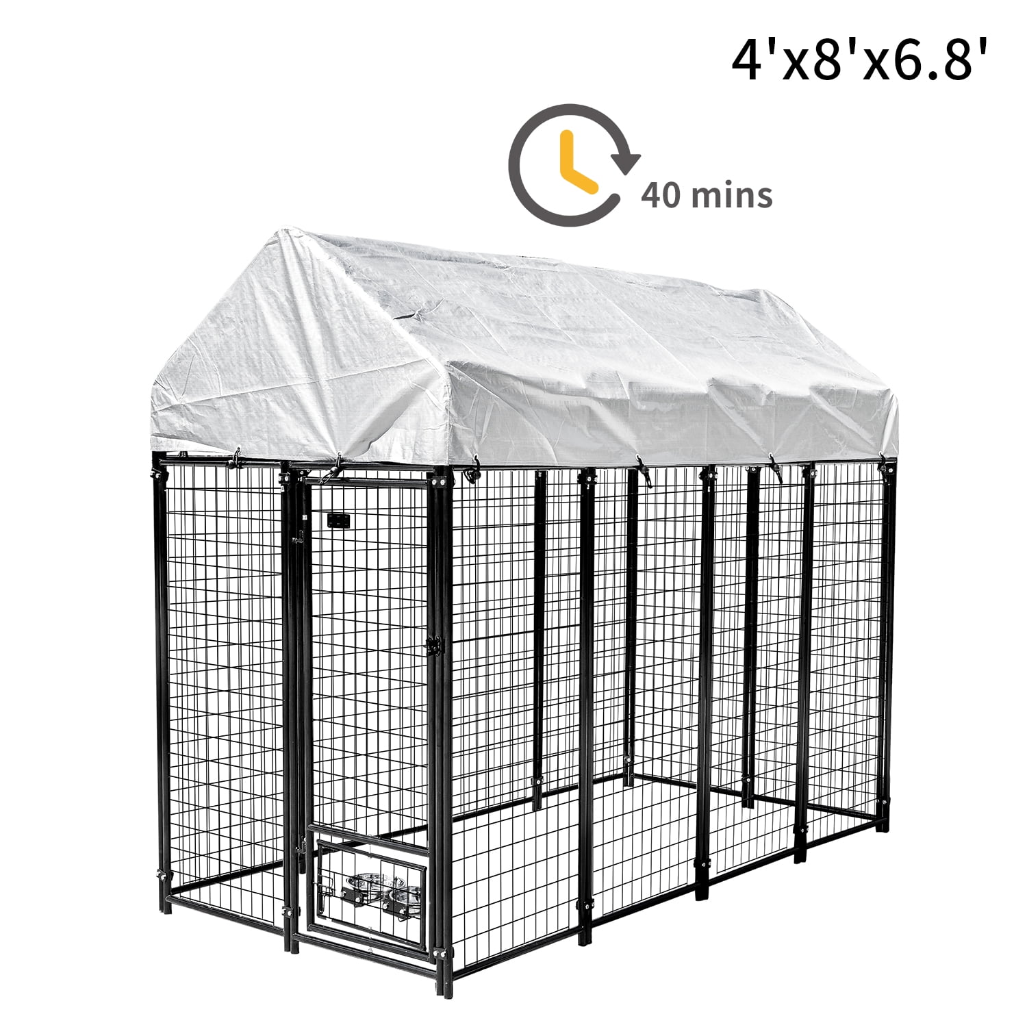 Ainfox Welded Wire Dog Kennel 4' x 8' x 6.8'