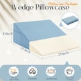 thumbnail image 3 of shiyou-Blue Bed Wedge Pillow Cover with Zipper Design, Wedge Pillowcase Protector with Side Pocket for Storage, 25" L x 25" W x 10" H(Pillow Not Include), 3 of 4