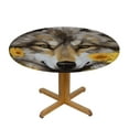 thumbnail image 3 of JEUXUS  Cute Sunflower Wolf Round Table Cover Elastic Fitted Edged Tablecloth Waterproof Wipeable Table Covers for Indoor Outdoor Picnic and Camping Polyester Fibre Table Covers for Tables, 3 of 7