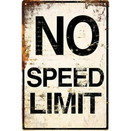 HELLOYOUNG Metal Sign No Speed Limit Signs Vintage Reproduction Funny Garage Man Cave Race Car Posters 8x12 Inches