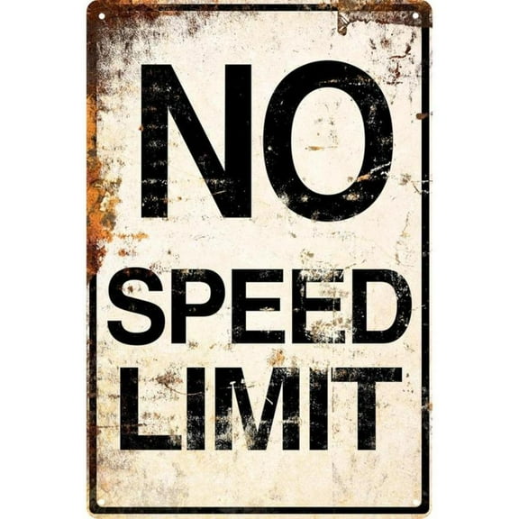 HELLOYOUNG Metal Sign No Speed Limit Signs Vintage Reproduction Funny Garage Man Cave Race Car Posters 8x12 Inches