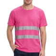 thumbnail image 2 of Men's Summer Short Sleeve Crew Neck High Visibility Reflective Breathable Safety T-Shirt Breathable Quick Dry Top Pink 4XL, 2 of 5