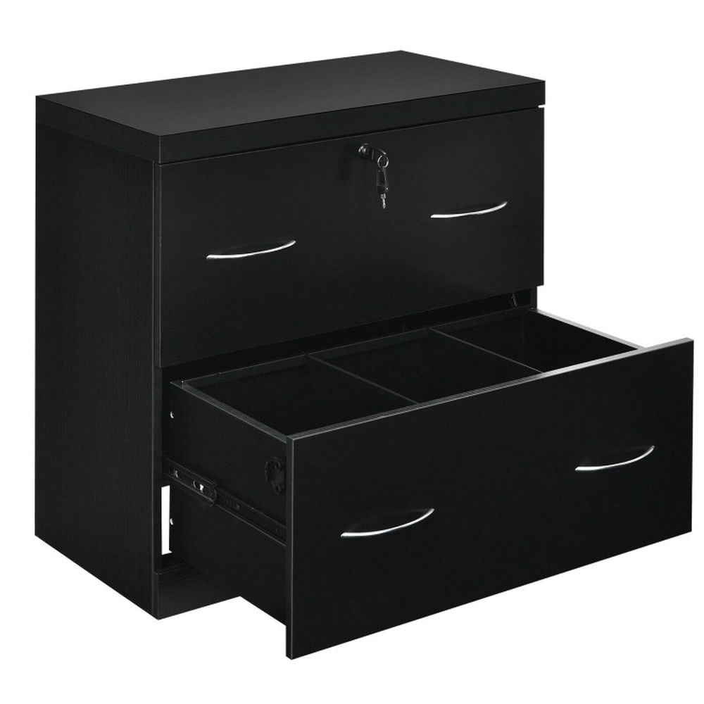 Demi Bonn 2-Drawer File Cabinet with Lock Hinging Bar Letter and Legal Size, Black