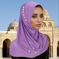 thumbnail image 2 of Fgnfyis Women Solid Color Hijab Fashionable Elastic Headscarf for and Daily Wear Soft and Stretchy Bandanas for Women Purple, 2 of 3