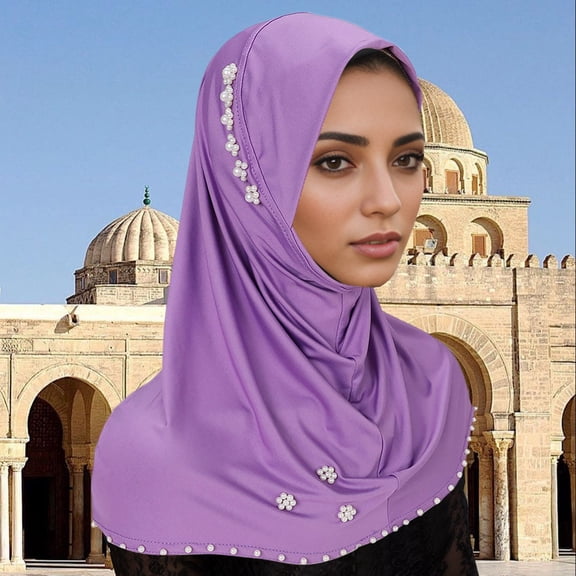 LRJTENG Women's Solid Color Hijab Fashionable Elastic Hijab