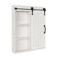 thumbnail image 6 of Kate and Laurel Cates Decorative Wood Wall Storage Cabinet with Vanity Mirror and Sliding Barn Door, Rustic White, 6 of 9