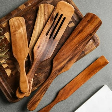 Ludlz Long Handle Non Sticky Wooden Shovel Spatula Slotted Turner Cooking Utensil