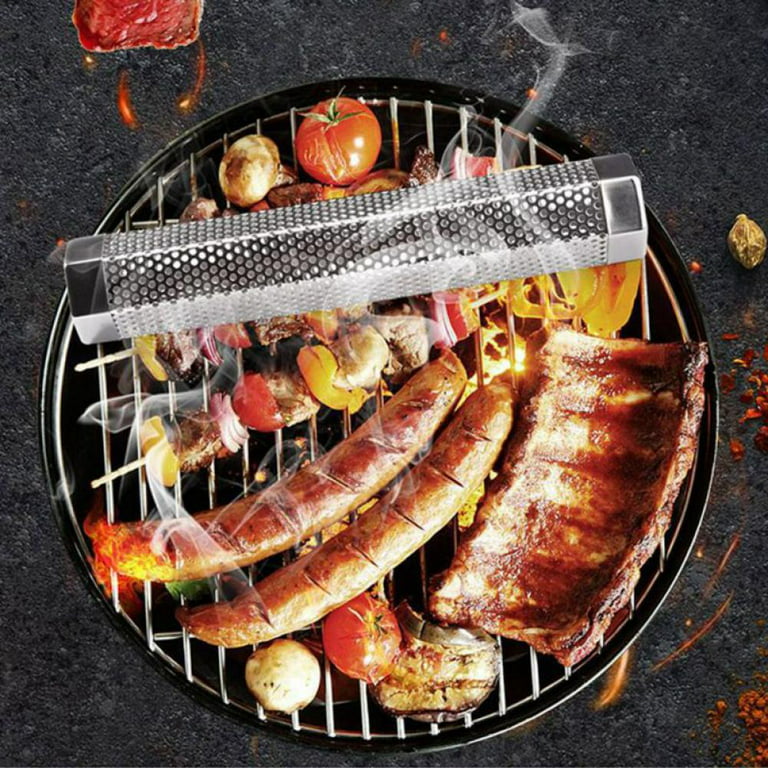 1pcs,Smoker Box For Gas Grill or Charcoal Grill, Stainless Steel Smoke Box,  Works with Wood Chips, Add Smoked BBQ Flavor,Grill Accessories
