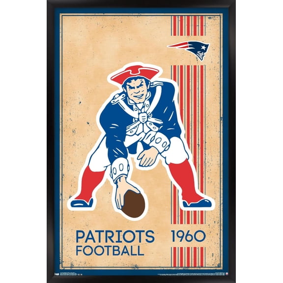 NFL New England Patriots - Retro Logo 14 Wall Poster, 14.725" x 22.375", Framed