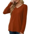 thumbnail image 5 of Bovemsi Sweaters for Women Cozy V Neck Long Sleeve Shirts Casual Fall Tops Lightweight Tunic Fashion Clothes 2024 Fall Sweaters, 5 of 5