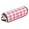 thumbnail image 2 of Hair Tool Organizer Bag with Heat Resistant Mat Removable Travel Storage Case for Hot Air Brushes Curling Irons Pink Checkered Pattern, 2 of 8